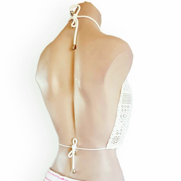 Y2k, Ivory/ off white/ light cream, crochet, lace crop top One Size AU 6-14 NWOT - Picture 3 of 4